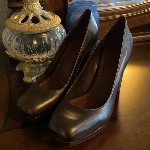 GIANNI BINI Brown Leather Platform Pumps Size 8.5 - Picture 3 of 11